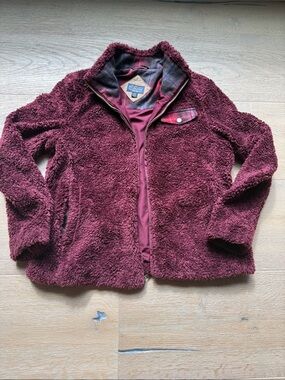 Pendleton Cabernet Sherpa Fleece Zip Jacket | Plaid Pocket